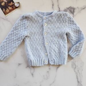 Vintage 2-3t pastel blue button up cardigan knit Fall girls toddler sweater